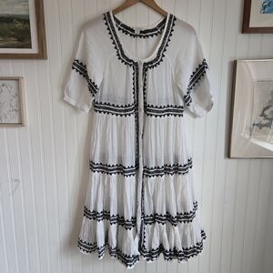 Sundance White Dress with Black Embroidery